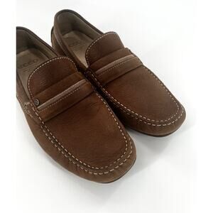 ECCO Men's Brown Nubuck Leather Comfort Driving Shoes Loafers Sz 44